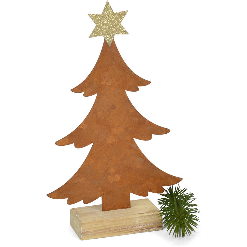 Mobel Wohnen Sonstige Tannenbaum Weihnachten Deko Baum Metall Zink Holz Grun Tischdeko 36 Cm Ppipo Es