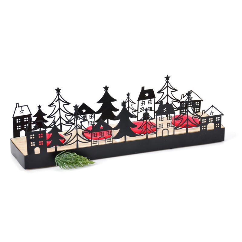 Teelichthalter, Kerzenhalter, Kerzentablett, Metall-Kerzenständer, Winterdeko, Weihnachtsdeko, Metall-Kerzentablett