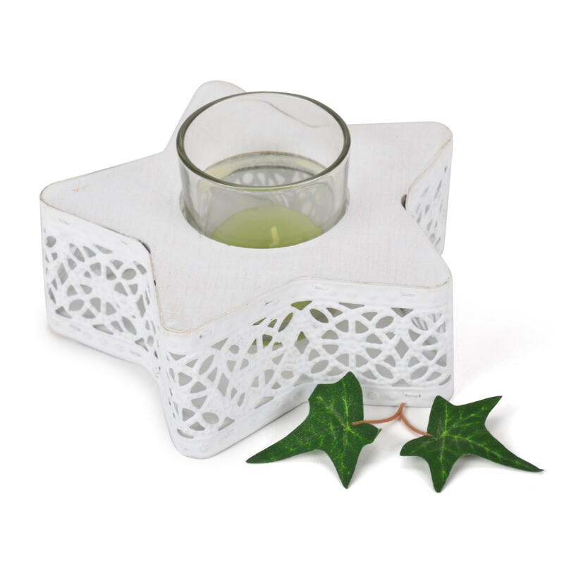 Teelichthalter Stern mit Glas, Kerzenhalter, Kerzenstnder,Metallstern mit Kerzenglas, Stern, Weihnachtsdeko