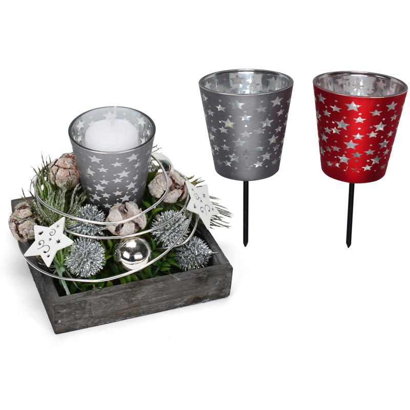 Teelichthalter mit Sternen, Kerzenständer, Kerzenhalter, Adventskerzenhalter, Teelichtstecker