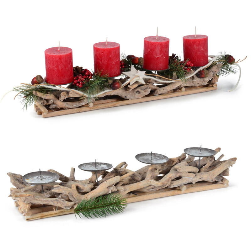 Treibholz-Kerzenstnder rechteckig, Kerzenhalter aus Treibholz, Adventskranz, Advent, Kerzenstnder Holz