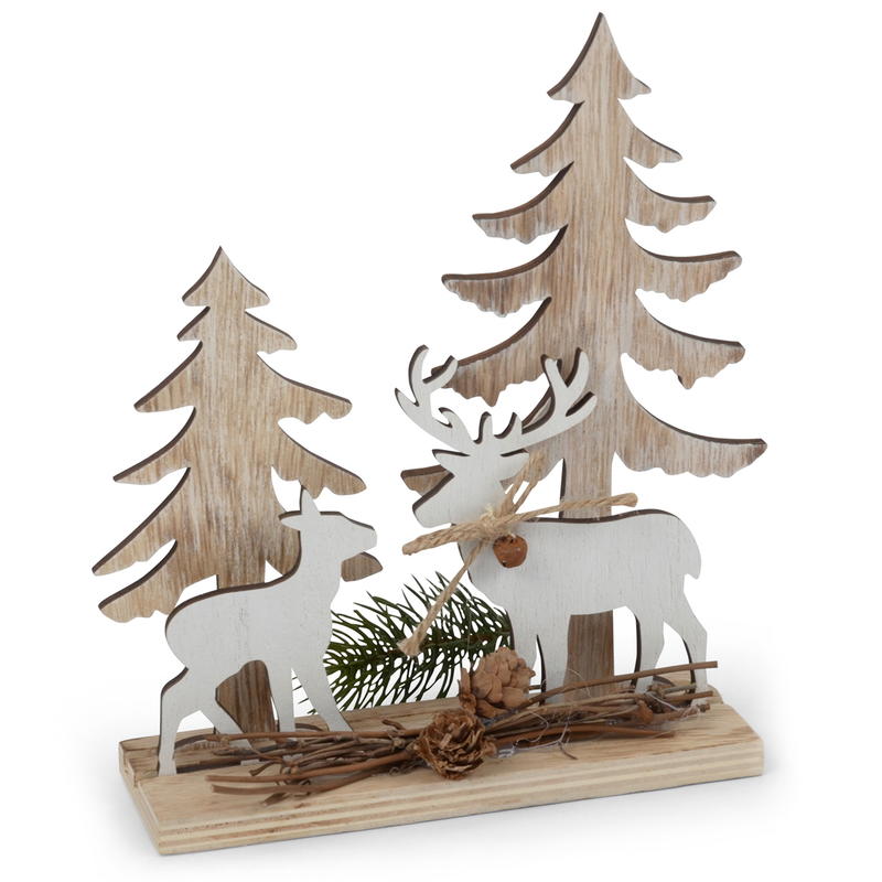 Waldszene Mit Hirsch Holz Weihnachtsdeko Deko Weihnachten