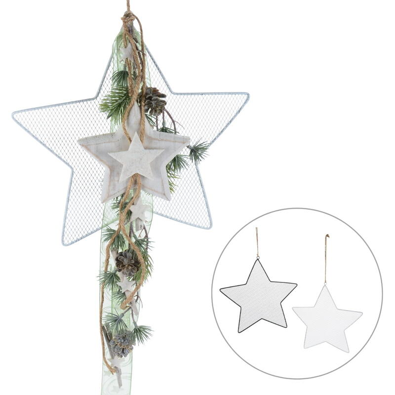Weihnachtsdekoration, Weihnachtsstern hngend, Metall-Stern-Hnger, Stern aus Metall, Gitterstern, Stern mit Gitter, Metallstern