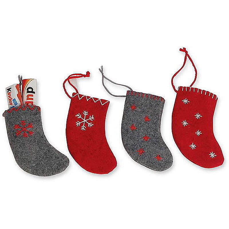 Weihnachtssocke aus Filz im Kleinformat, Weihnachtsdeko