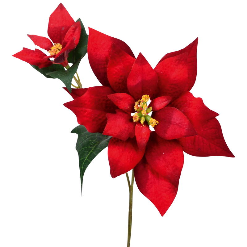 Weihnachtsstern-Pick, 2 Blüten, Weihnachtsdeko, Deko Weihnachten, Künstliche Blume, Kunstblume