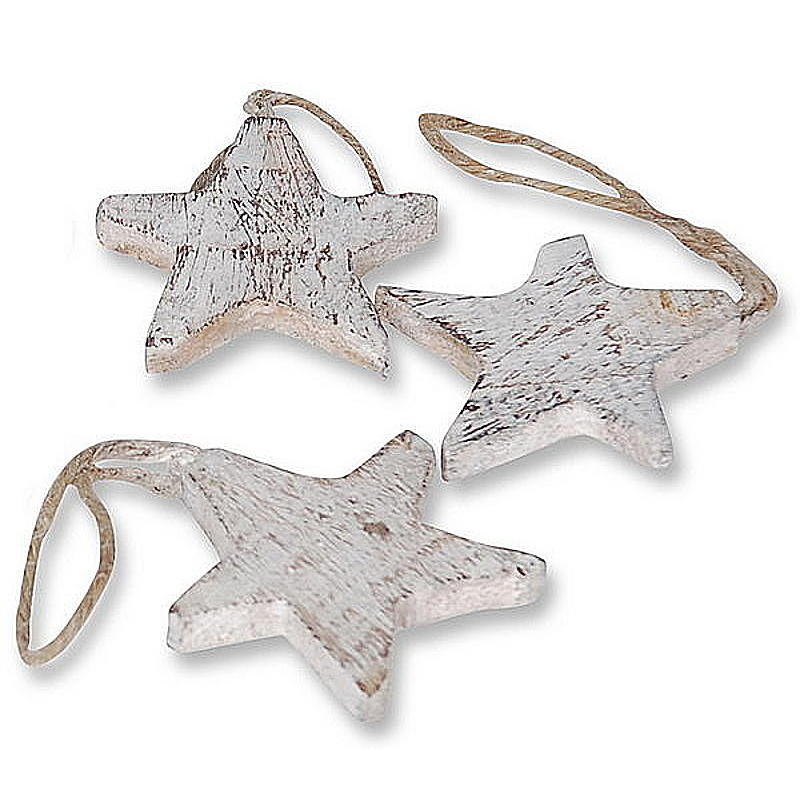 Weiß-gewaschene Holzsterne zum Hängen, Weihnachtsdeko, deko Weihnachten