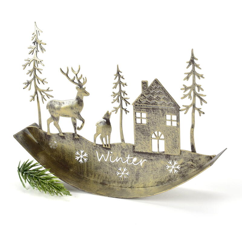 Wippe Antigone, Metallwippe, Waldszene aus Metall, Metalldeko,Winterdeko 