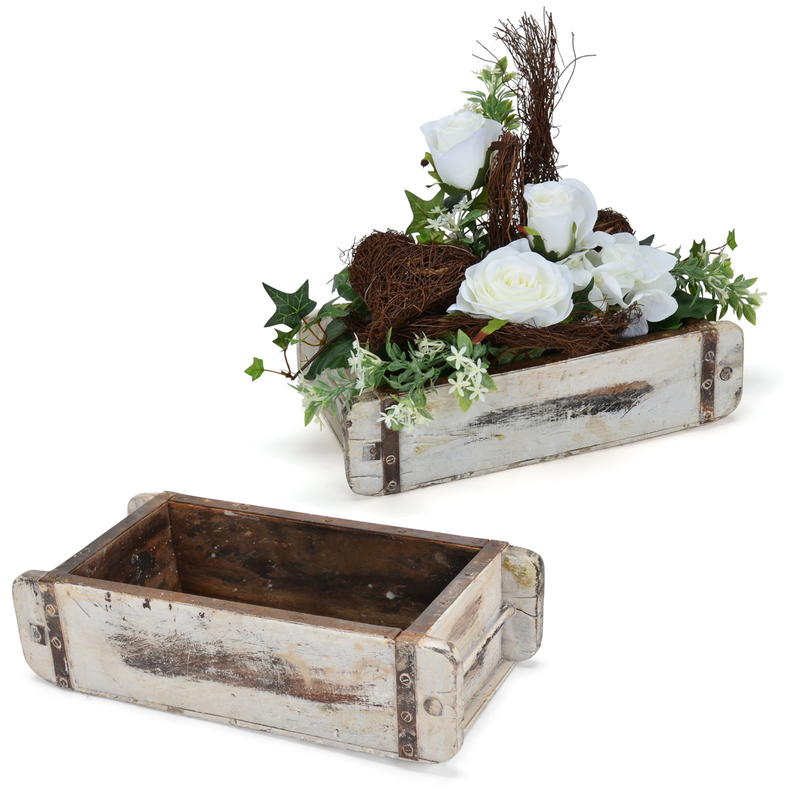 Ziegelform Holz weiß gewaschen, Holzdeko, rustikale Dekoideen günstig