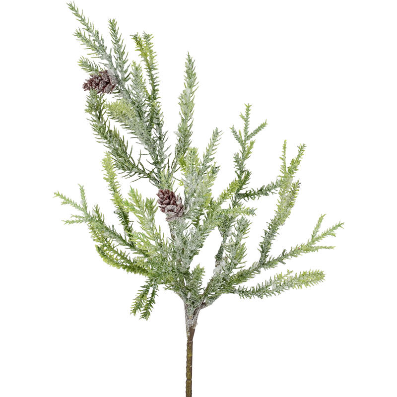 Zypressen-Zweig mit Zapfen, beglittert, Weihnachtsdeko