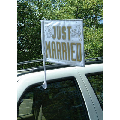   Autofahne - Just Married, Party Deko, Hochzeit, Hochzeitsdekorationen, Dekorationen zur Hochzeit