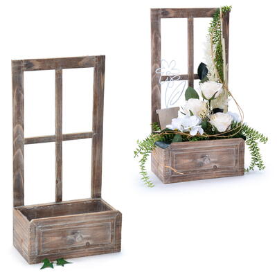  Fenster mit Pflanzschublade, Deko-Fenster zum Bepflanzen, Pflanz-Fenster, Holzfenster mit Schublade, Fensterrahmen, Pflanzsch