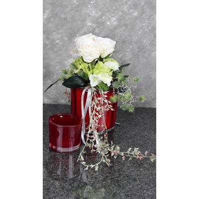   Glasgefäß Stripes rot, Glas, Vase