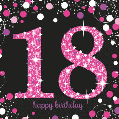   Servietten pink - Zahl 18, Party Deko, Dekorationen zum Geburtstag, Geburtstagsdekorationen, Partydekorationen
