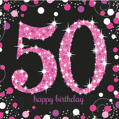  Servietten pink Zahl 50, Party Deko, Dekorationen zum Geburtstag, Geburtstagsdekorationen, Partydekorationen
