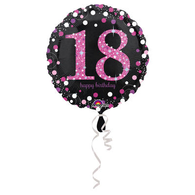 Sparkling Pink- Folienballon 18, 43 cm, Ballon, Luftballon, Party Deko, Partydekorationen, Geburtstag