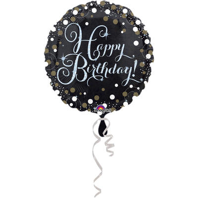   Standard Sparkling Birthday- Folienballon Happy Birthday, 43 cm, Ballon, Luftballon, Party Deko, Partydekorationen, Geburtstag
