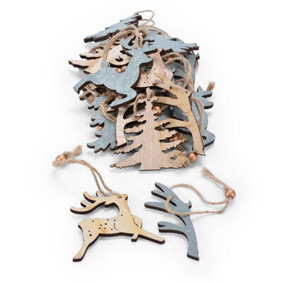  Weihnachtsh�nger-Mix, Dekoh�nger Weihnachten, Dekoh�nger Tanne, Dekoh�nger Hirsch, Geweih zum H�ngen, Holzh�nger Wintermotive