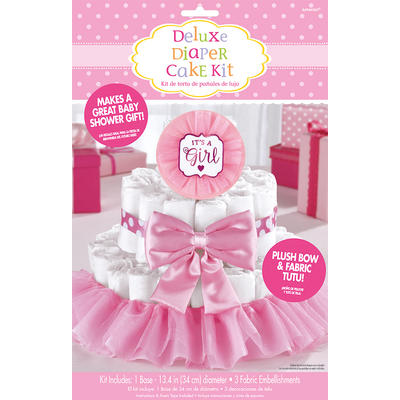   Windeltorten-Bastel-Set - Mdchen, Party Deko, Baby-Party Mdchen, Geburt