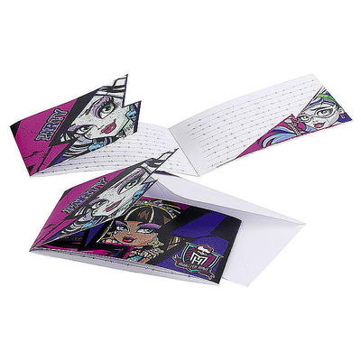 6 'Monster High' Einladungskarten