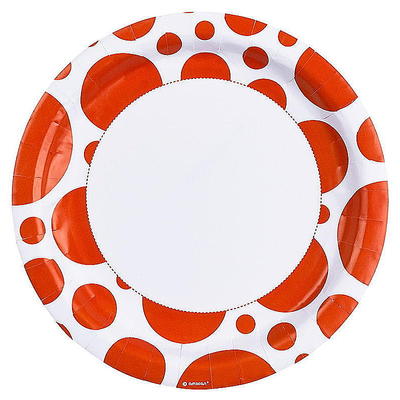 8 Pappteller Punkte orange 23 cm