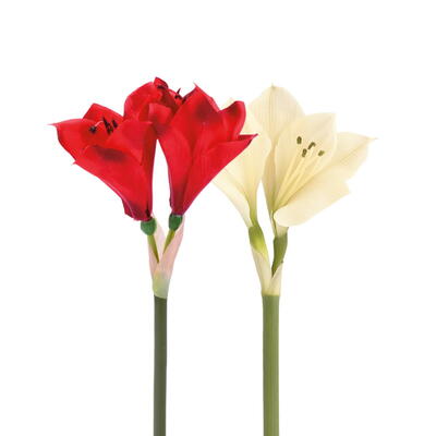 Amaryllis mit 2 Blten, Kunstblume, Kunstpflanze, knstliche Amaryllis, Seidenblume
