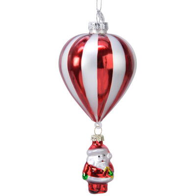 Ballon mit Santa, Baumschmuck, Weihnachtsdeko, Christbaumschmuck aus Glas, Christbaumschmuck 