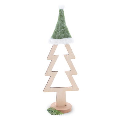 Baum, Holz-Baum mit M�tze, Weihnachtsbaum, Weihnachtsbaum mit M�tze, Deko-Baum, Weihnachtsdeko, Deko-Tannenbaum 