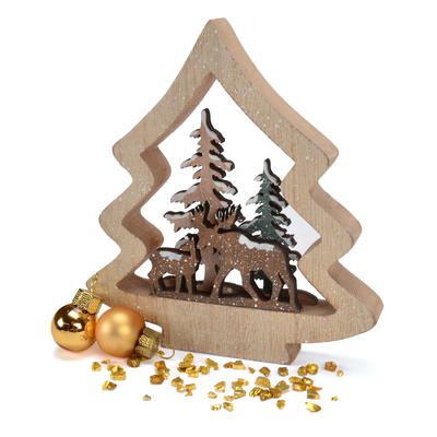 Baum Mit Waldszene Holz Winterdeko Weihnachtsdeko Holzdeko Gunstig Online Bestellen