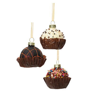 Baumschmuck Muffins, Weihnachtsdeko, Christbaumschmuck aus Glas, Baumhnger