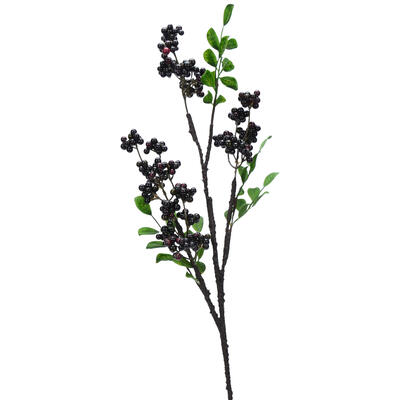 Beerenzweig schwarz-rot, künstliche Beeren, Kunstpflanze, Herbstdeko