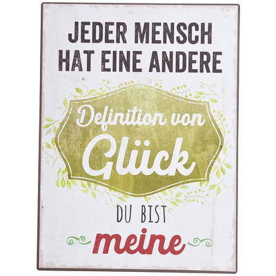 Blechschild Definition von Glck, Metallschild, Jeder Mensche hat eine andere Definition von Glck