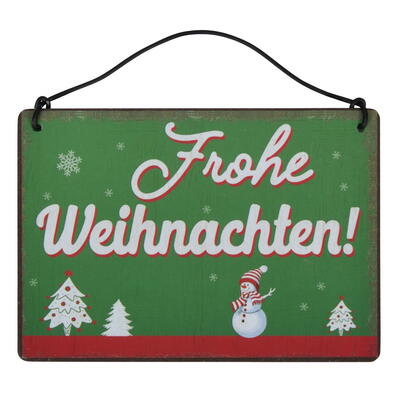 Blechschild Frohe Weihnachten grn, Metallschild, Schild zum Hngen, Dekoschild