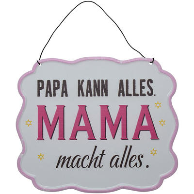 Blechschild Papa kann alles, Mama macht alles, Metallschild, Dekoschild, Wanddeko