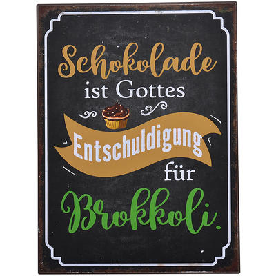 Blechschild Schokolade, Metallschild, Deko Schild, Schild mit Spruch