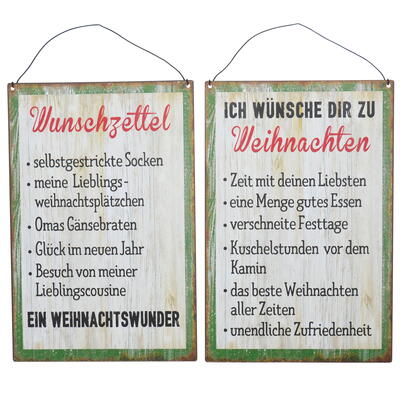 Blechschilder Wunschzettel, Dekoschild, Schild, Metallschild, Weihnachtsschild, Weihnachtsdeko