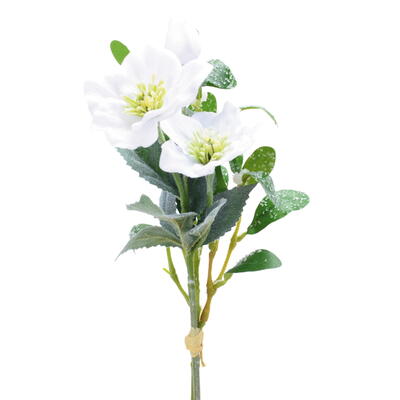 Christrosen-Mistelbund, k�nstliche Christrose, Mistelzweig mit Christrose, Winterdeko, Weihnachtsdeko, Seidenblumen, Kunstblume