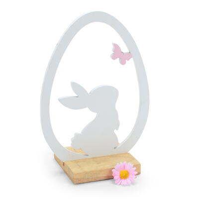 Deko-Aufsteller Ei mit Hase, Osterei, Osterdeko, Holz-Ei Deko