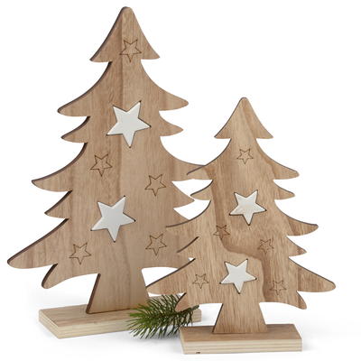 Deko Baum Mit Weissen Sternen Holz Weihnachtsdeko Deko Weihnachten Tannenbaum