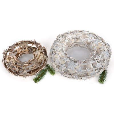 Deko-Kranz mit Birkensterne, Kranz, Adventsdeko, Weihnachtsdeko, Tischdeko Advent