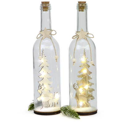 Dekoflasche Mit Waldszene Led Beleuchtung Weihnachtsdeko Gunstig Online Bestellen
