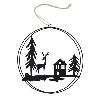 Dekohnger Wald, Metallhnger Waldmotiv, Fensterhnger, Trhnger, Metall-Ring zum Hngen, Dekoring Landschaft