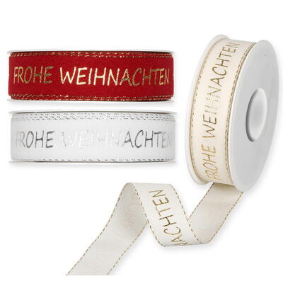 Dekorband -Frohe Weihnachten, Weihnachtsband, Zierband, Bnder, Schleifenband, Geschenkband