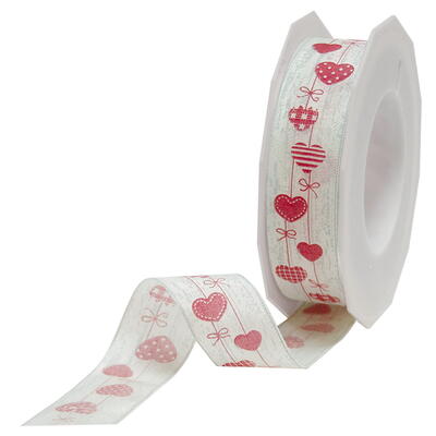 Dekorband Love, Geschenkband, Herzband, Band mit Herzen, Schleifenband, Herzenband