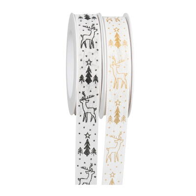 Dekorband Rentier, Band, Bnder, Zierband, Geschenkband, Schleifenband, Band mit Rentier, Weihnachtsdekoration