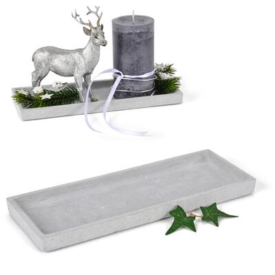 Dekoschale eckig, Teller, Kerzenteller, Zementdekoration, Deko-Teller, Kerzenständer, Tablett aus Zement