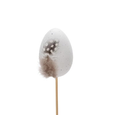 Dekostecker Ei mit Feder, Ei zum Stecken, Osterei mit Feder zum Stecken, Blumenstecker Ei, Osterdeko, Gartenstecker Osterei