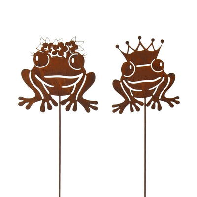 Dekostecker Froschknig, Gartenstecker Frosch, Roststecker Frosch, Blumenstecker, Frosch-Stecker 