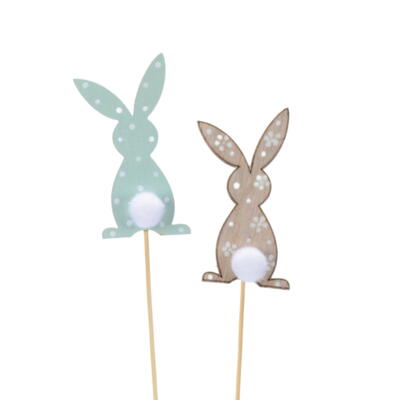 Dekostecker Hase Yogi, Holzstecker, Blumenstecker, Osterhase zum Stecken, Osterdeko