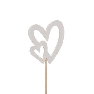 Dekostecker Herz, Doppelherz zum Stecken, Blumenstecker Doppelherz, Herzstecker, Holz-Herz, Holzherz, Herz, Herz-Stecker 