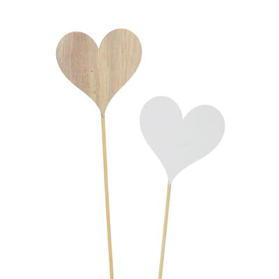 Dekostecker Herz, Herz am Stab, Blumenstecker, Herzstecker, Holzherz zum Stecken